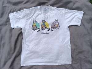 B Kliban Hawaii Cats Ice Cream White Double Sided Large Vtg Crazy Shirts Mint
